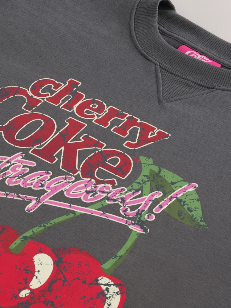 Charcoal Grey License Cherry Coke Washed Charcoal Crewneck Sweatshirt - Image 6 of 6