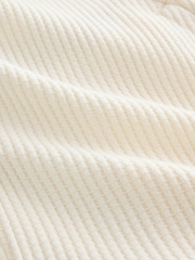 Ecru Textured Waffle Zip Through Jumper Hoodie - Image 8 of 8