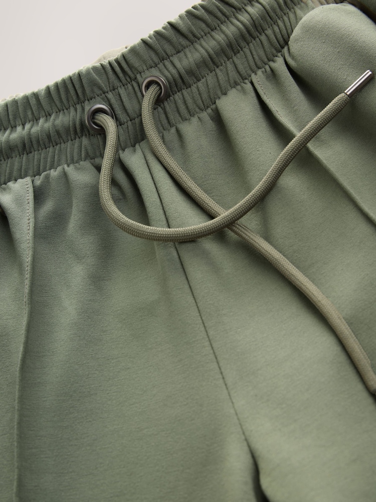 Khaki Green Slinky Wide Leg Corduroy Side Stripe Track Trousers - Image 3 of 4