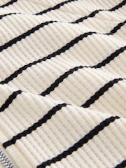 Black/White Stripe Back Graphic Textured Waffle Zip Through Jumper Hoodie - Image 8 of 9