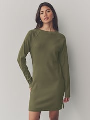 Khaki Green Seer Sucker Textured Mini Dress - Image 1 of 8
