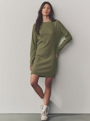 Khaki Green Seer Sucker Textured Mini Dress - Image 2 of 8