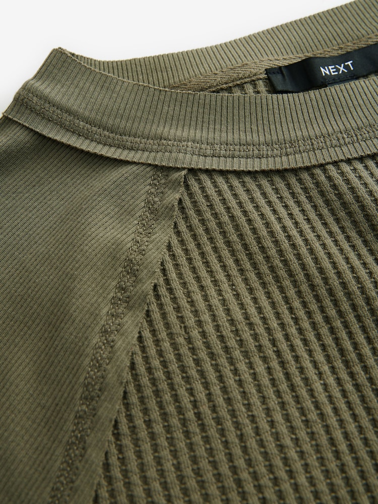 Khaki Green Seer Sucker Textured Mini Dress - Image 8 of 8