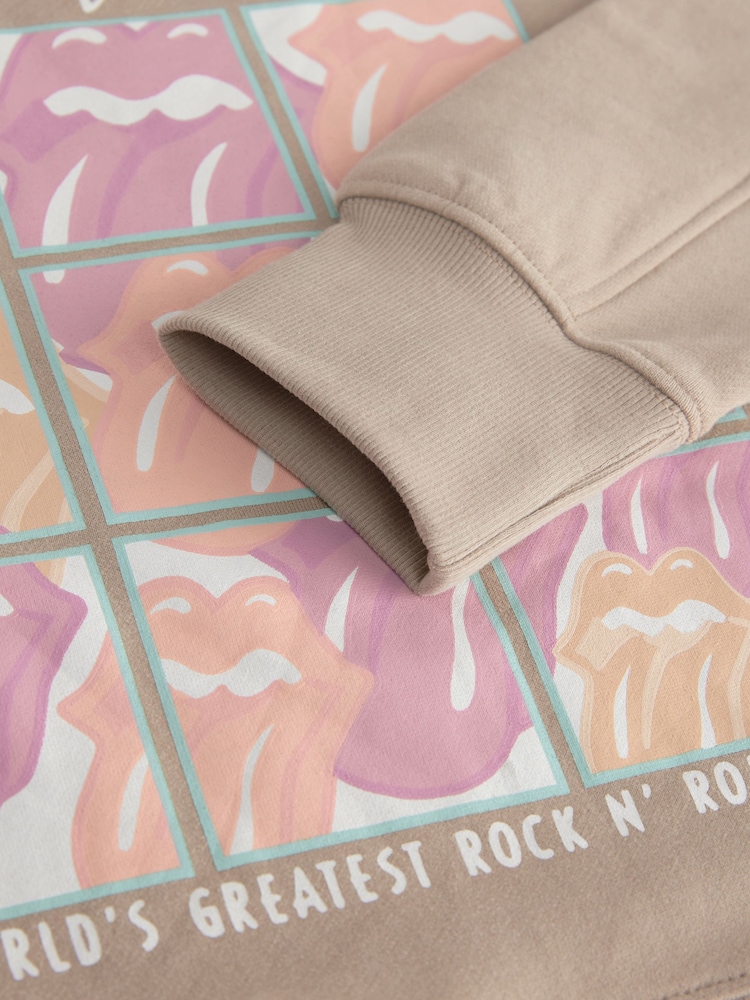 Neutral/Pastels Official Rolling Stones License Summer Pastels Graphic Supersoft Heavyweight Sweatshirt - Image 3 of 3