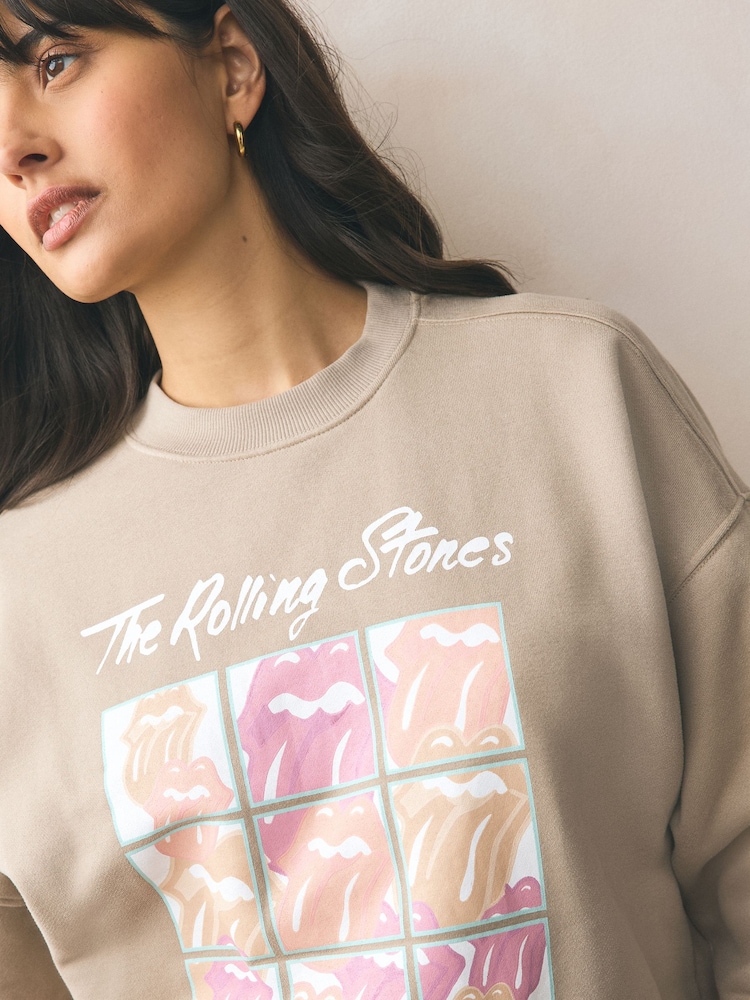 Neutral/Pastels Official Rolling Stones License Summer Pastels Graphic Supersoft Heavyweight Sweatshirt - Image 4 of 4