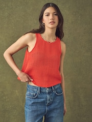 Red Crochet Shell Tank Top - Image 1 of 9