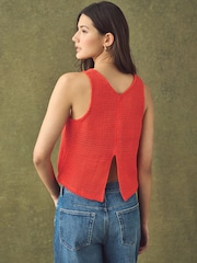 Red Crochet Shell Tank Top - Image 5 of 9