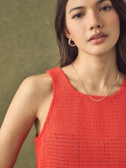 Red Crochet Shell Tank Top - Image 6 of 9