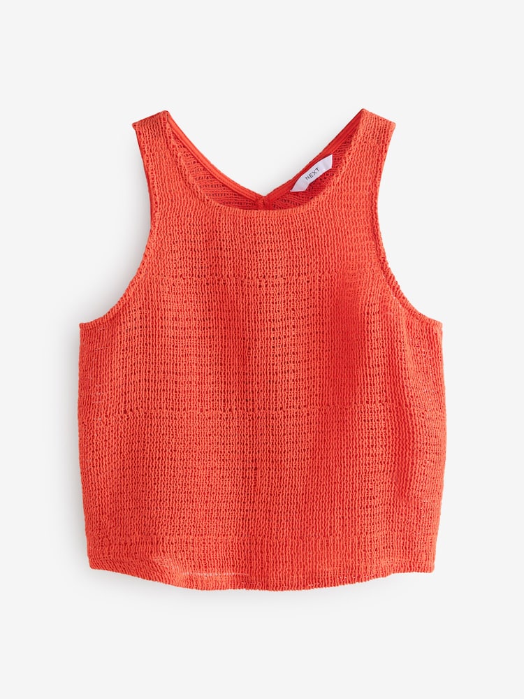 Red Crochet Shell Tank Top - Image 7 of 9