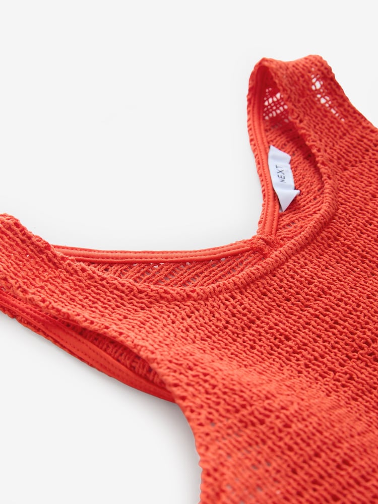 Red Crochet Shell Tank Top - Image 9 of 9