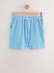Blue/Navy Textured Striped Summer Beach Shorts - Image 7 of 9