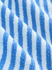 Blue/Navy Textured Striped Summer Beach Shorts - Image 9 of 9