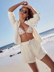 Ecru Textured Waffle Summer Shorts - Image 1 of 13