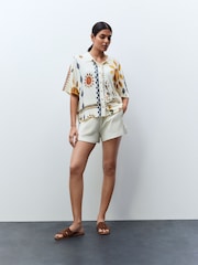 Ecru Textured Waffle Summer Shorts - Image 2 of 13
