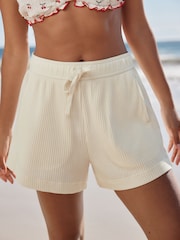 Ecru Textured Waffle Summer Shorts - Image 7 of 13