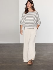 مخطط - Slouched Neck Shoulder Summer Sweat Top - صورة 3 من 9