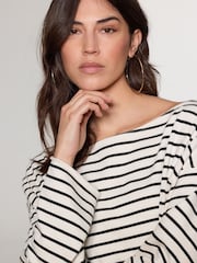 مخطط - Slouched Neck Shoulder Summer Sweat Top - صورة 5 من 9