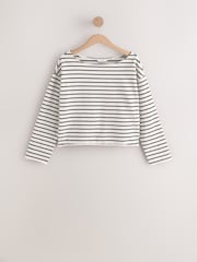 مخطط - Slouched Neck Shoulder Summer Sweat Top - صورة 6 من 9