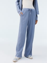 Blue Soft Touch Waffle Textured Wide Leg Trousers - Image 2 of 8