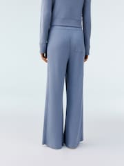 Blue Soft Touch Waffle Textured Wide Leg Trousers - Image 3 of 8