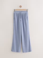 Blue Soft Touch Waffle Textured Wide Leg Trousers - Image 6 of 8