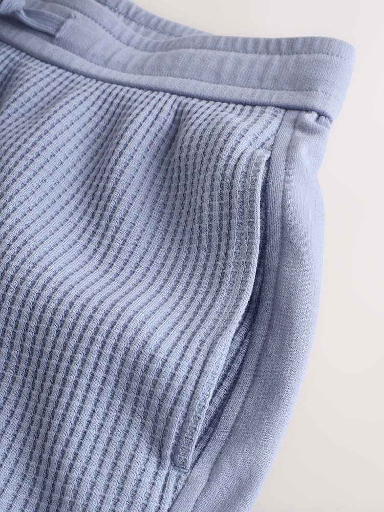 Blue Soft Touch Waffle Textured Wide Leg Trousers - Image 8 of 8