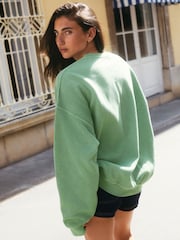 Green/Red Relaxed Fit Florence Painted Vintage Look Washed Summer City Graphic Crew Neck Sweatshirt - Image 3 of 9
