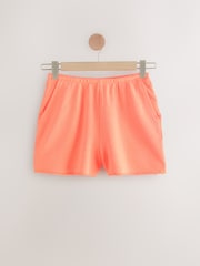 Fluro Orange Raw Hem Detail Washed 100% Cotton Jersey Shorts - Image 7 of 9