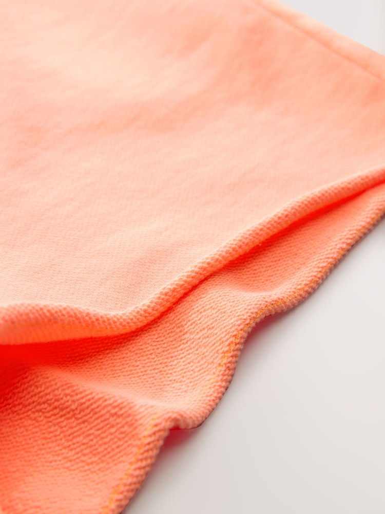 Fluro Orange Raw Hem Detail Washed 100% Cotton Jersey Shorts - Image 9 of 9