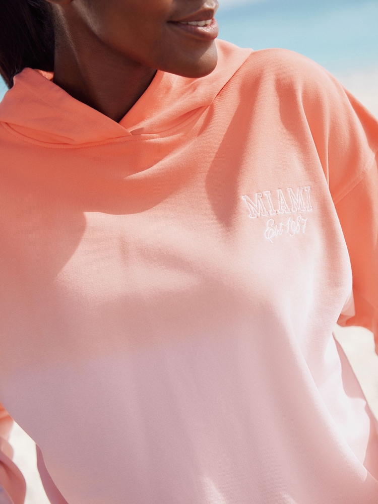 Fluro Coral Pink Ombre Graphic Sweatshirt Hoodie - Image 4 of 7