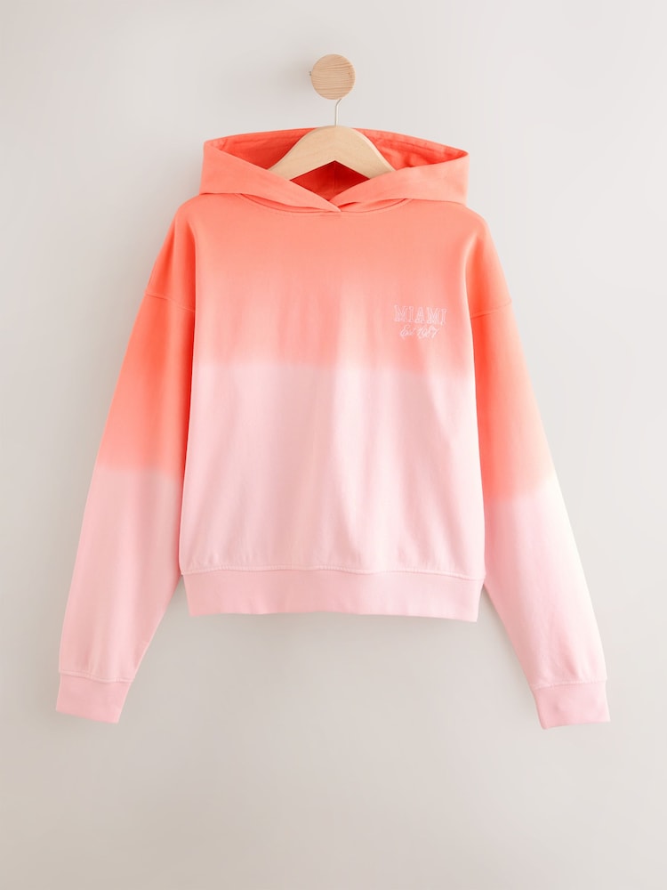 Fluro Coral Pink Ombre Graphic Sweatshirt Hoodie - Image 5 of 7