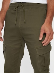 зеленый хаки - Хлопковые брюки с карманами-карго Blend манжетами Threadbare - Image 2 of 4