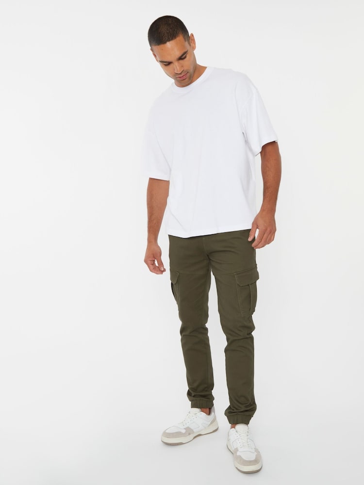 Threadbare khaki Green Cotton Blend Cuffed Cargo Pocket Trousers - Image 4 of 4 Threadbare khaki Green Cotton Blend Cuffed Cargo Pocket Trousers - Image 4 of 4