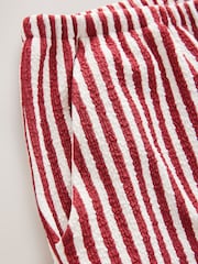 Burg/White Textured Striped Summer Beach Shorts - Image 6 of 7