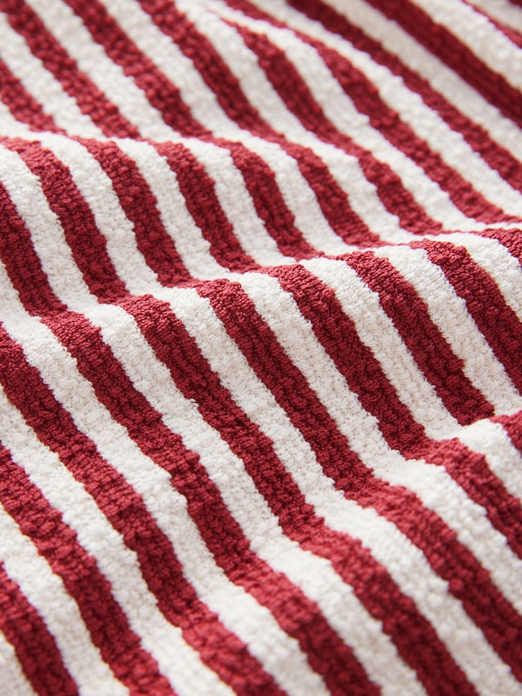 Burg/White Textured Striped Summer Beach Shorts - Image 7 of 7