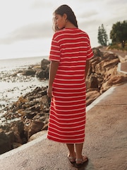 Red/Ecru Stripe Knitlook Short Sleeve Dress - Image 3 of 7