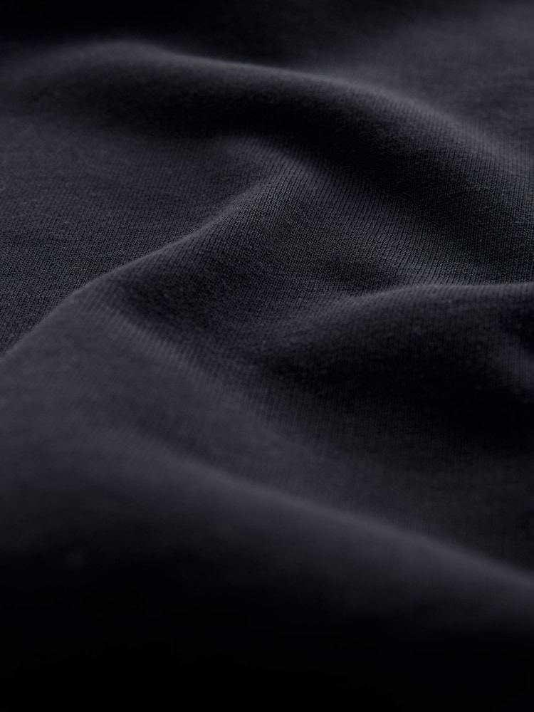 Black Raw Hem Detail Washed 100% Cotton Crew Neck Dress - Image 8 of 8 Black Raw Hem Detail Washed 100% Cotton Crew Neck Dress - Image 8 of 8