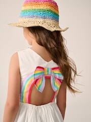 Little Bird by Jools Oliver White Rainbow Woven 100% Cotton Cut Out Dress - Image 5 of 6