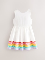 Little Bird by Jools Oliver White Rainbow Woven 100% Cotton Cut Out Dress - Image 6 of 6