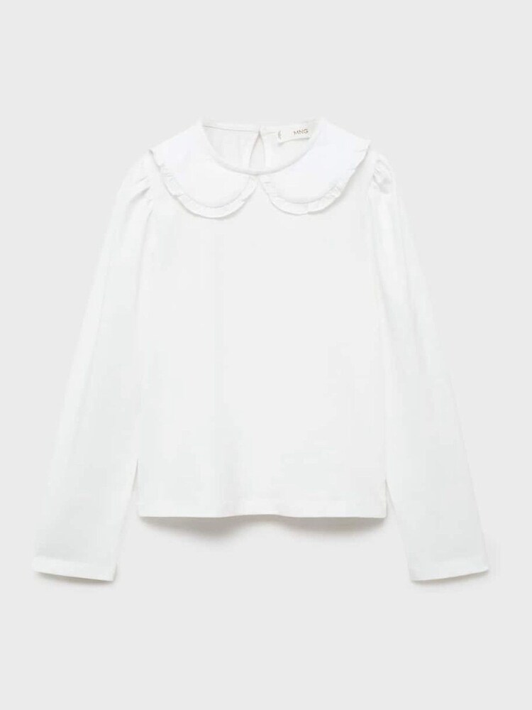 Mango Cream Babydoll Neck 100% Cotton T-Shirt - Image 1 of 6 Mango Cream Babydoll Neck 100% Cotton T-Shirt - Image 1 of 6