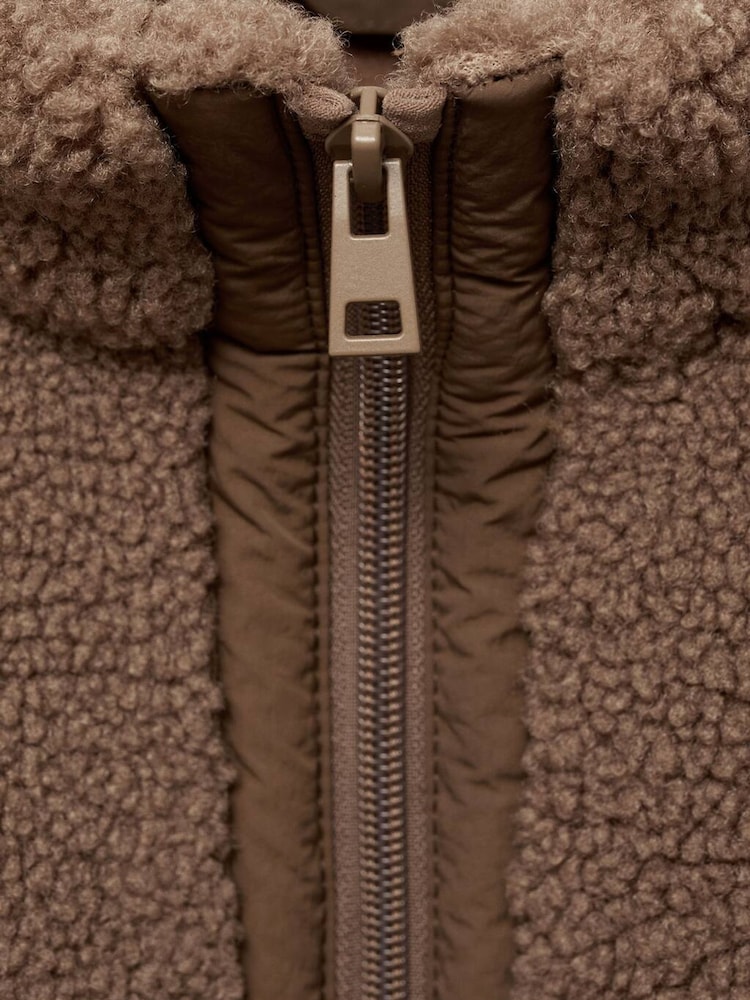 Mango Brown Shearling-Lined Leather Jacket - Image 4 of 4 Mango Brown Shearling-Lined Leather Jacket - Image 4 of 4