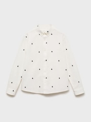 Mango Cream 100% Cotton Embroidered Detail Shirt - Image 1 of 3