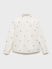 Mango Cream 100% Cotton Embroidered Detail Shirt - Image 2 of 3