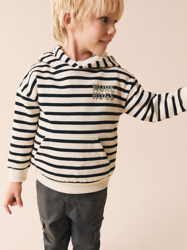 Mango Black/Cream Striped Print Sweatshirt - Image 1 of 5 Mango Black/Cream Striped Print Sweatshirt - Image 1 of 5