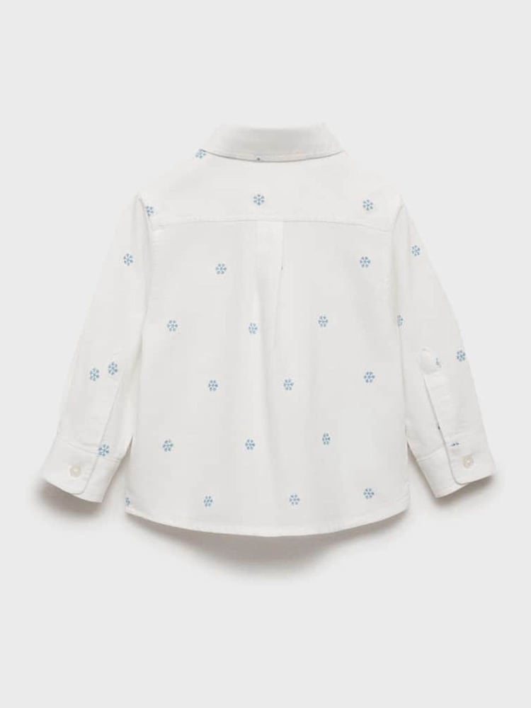 Mango Cream 100% Cotton Snoflake Embroided Shirt - Image 2 of 3