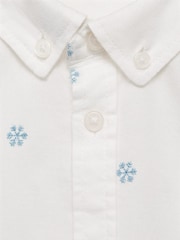 Mango Cream 100% Cotton Snoflake Embroided Shirt - Image 3 of 3