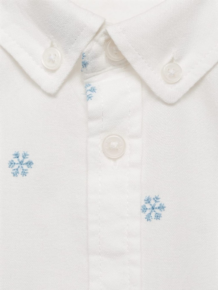 Mango Cream 100% Cotton Snoflake Embroided Shirt - Image 3 of 3
