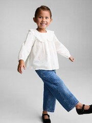 Mango White Embroidered Details 100% Cotton Blouse - Image 1 of 6