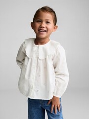 Mango White Embroidered Details 100% Cotton Blouse - Image 2 of 6