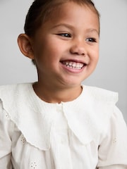 Mango White Embroidered Details 100% Cotton Blouse - Image 3 of 6